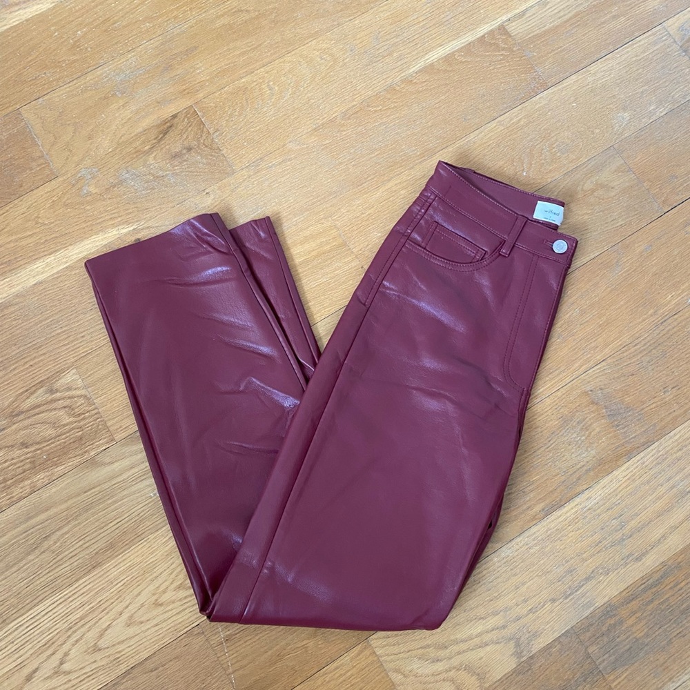 Red Aritzia Melina Leather Pants